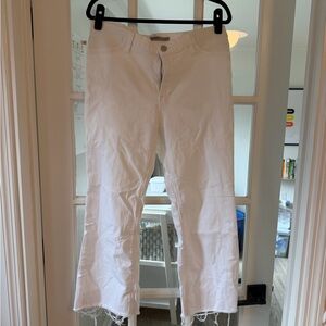 Hudson Maternity White Frayed Hem Jeans